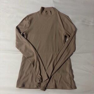 Zara Taupe Long Sleeve Ribbed Top